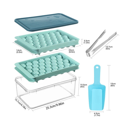 2 Trays Round Ice Cube with Lid & Bin